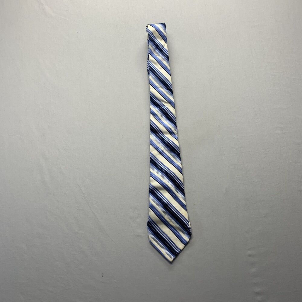 Express Tie Mens Necktie Slim Silk Striped Black White Navy Blue Nice! Modern